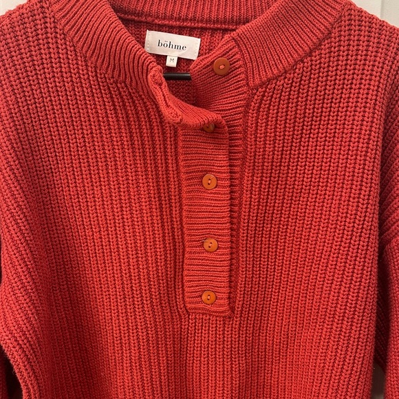 Bohm Red/Rust Button-Up Cable Knit Sweater like new M - Picture 3 of 5